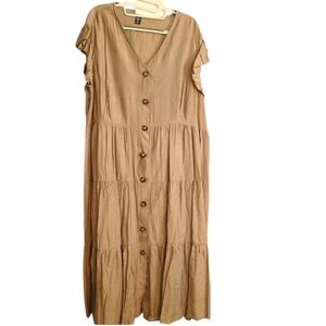 Bohemian Ruffled Button Down Maxi Dress Size 4x in EUC